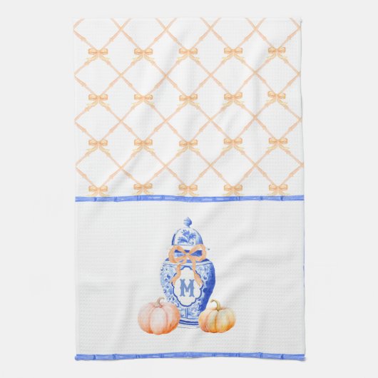 Fall Pumpkin | Ginger Jar Monogram Geschirrtuch (Vertikal)