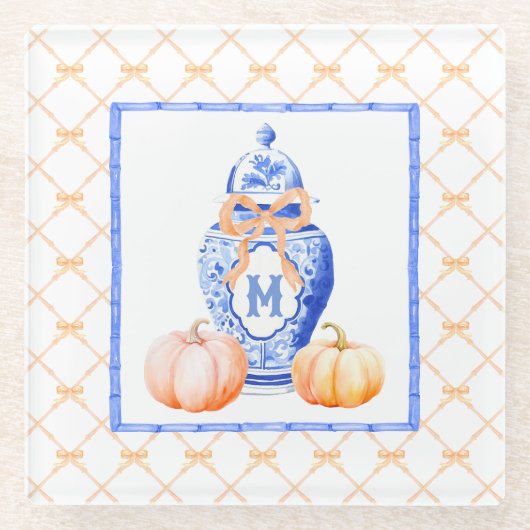 Fall Pumpkin | Ginger Jar Monogram Glasuntersetzer (Vorderseite)