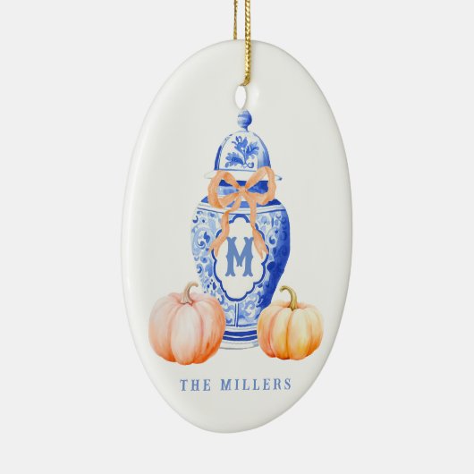 Fall Pumpkin | Ginger Jar Monogram Keramik Ornament (Rechts)