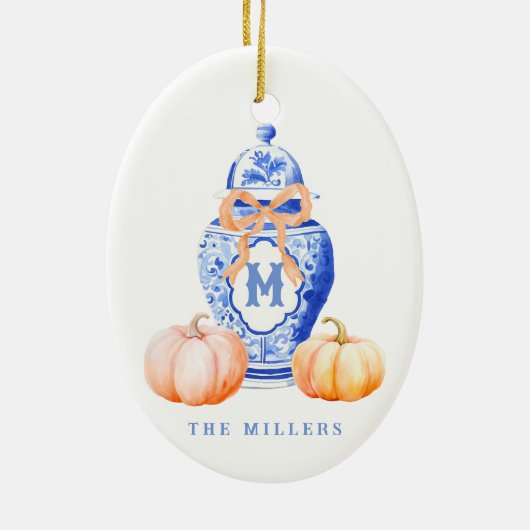 Fall Pumpkin | Ginger Jar Monogram Keramik Ornament (Hinten)