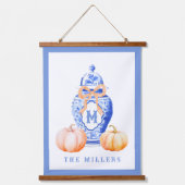 Fall Pumpkin | Ginger Jar Monogram Wandteppich Mit Holzrahmen (Vorderseite)
