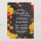Fall Pumpkin Girl Baby Dusche Einladung Chalkboar (Vorne/Hinten)