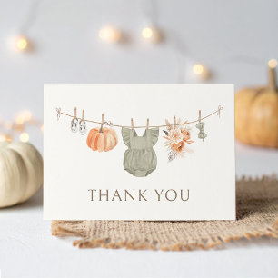 Fall Pumpkin Girl Baby Kleidung Babydusche Dankeskarte