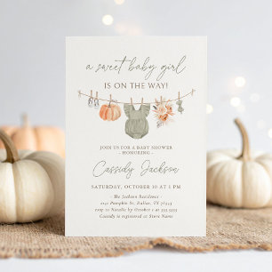 Fall Pumpkin Girl Baby Kleidung Babydusche Einladung