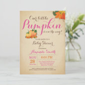 Fall Pumpkin Girl Babydusche Einladung (Stehend Vorderseite)
