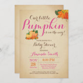 Fall Pumpkin Girl Babydusche Einladung (Vorne/Hinten)