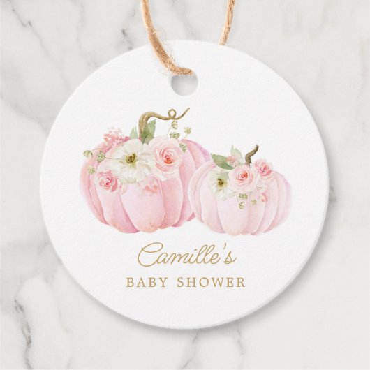 Fall Pumpkin Girl Babydusche Geschenkanhänger (Vorderseite)