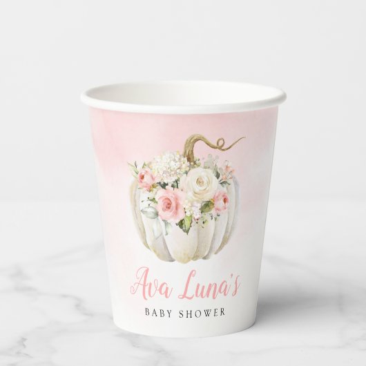 Fall Pumpkin Girl Babydusche Personalisiert Pappbecher (Rückseite)