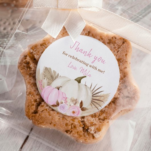 Fall Pumpkin Girl Birthday Classic Round Sticker