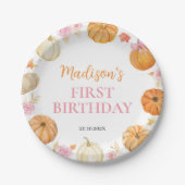Fall Pumpkin Girl Birthday Pappteller (Vorderseite)