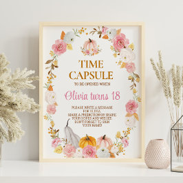 Fall Pumpkin Girl Geburtstagsfeier Zeitschrift Kap Poster