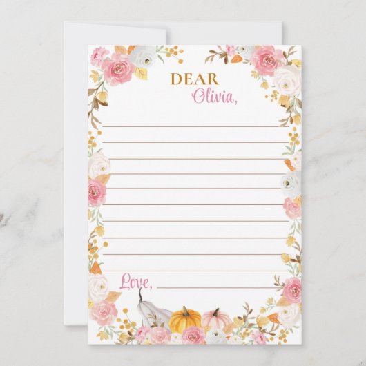 Fall Pumpkin Girl Time Capsule Note Card Dankeskarte (Vorderseite)