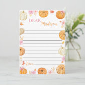 Fall Pumpkin Girl Time Capsule Note Card Dankeskarte (Stehend Vorderseite)