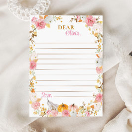 Fall Pumpkin Girl Time Capsule Note Card Dankeskarte