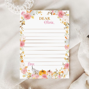 Fall Pumpkin Girl Time Capsule Note Card Dankeskarte