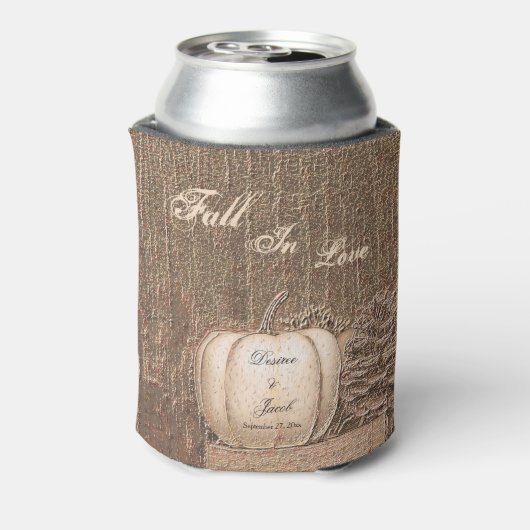 Fall Pumpkin Gold White Country Rustic Wedding Dosenkühler (Kanne Rückseite)