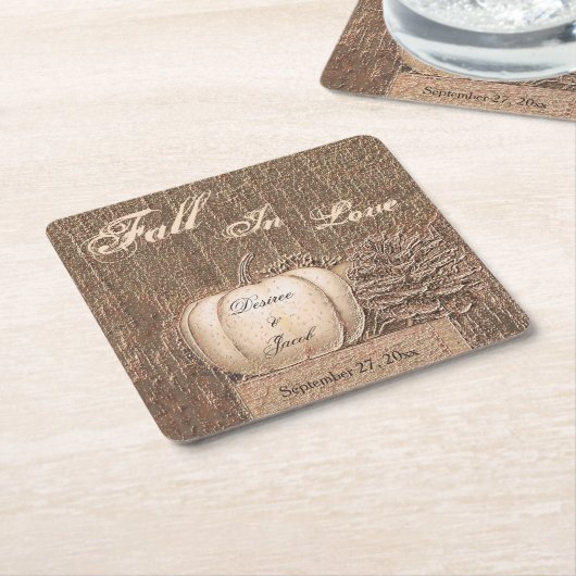 Fall Pumpkin Gold White Country Rustic Wedding Rechteckiger Pappuntersetzer (angewinkelt)