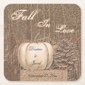 Fall Pumpkin Gold White Country Rustic Wedding Rechteckiger Pappuntersetzer (Vorderseite)