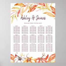 Fall Pumpkin Golden Foliage Hochzeitstabelle Poster