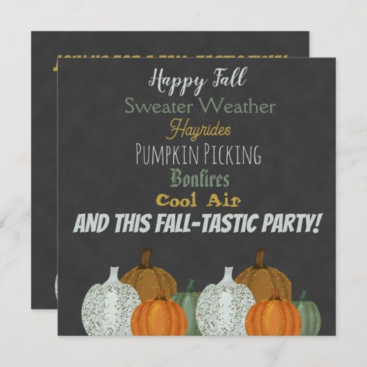 Fall Pumpkin Gray Hintergrund Party Einladung (Vorne/Hinten)