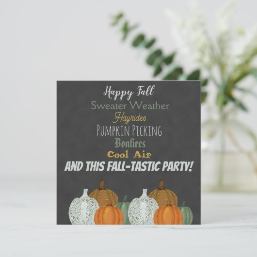 Fall Pumpkin Gray Hintergrund Party Einladung (Stehend Vorderseite)
