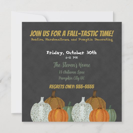Fall Pumpkin Gray Hintergrund Party Einladung (Rückseite)