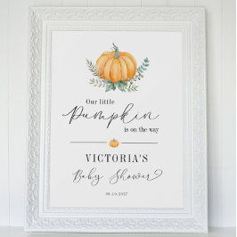 Fall Pumpkin Greenery Baby Dusche Willkommen Poster