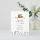 Fall Pumpkin Greenery Baby Shower Einladung (Stehend Vorderseite)