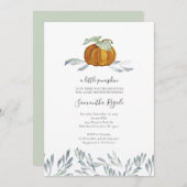 Fall Pumpkin Greenery Baby Shower Einladung (Vorne/Hinten)