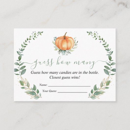 Fall Pumpkin Greenery Baby Shower schätzt wie viel Begleitkarte (Vorderseite)