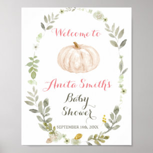 Fall Pumpkin Greenery Blumenbaby Dusche willkommen Poster
