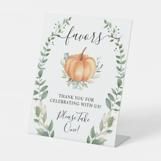 Fall Pumpkin Greenery Gold Favoriten Bitte nimm di Sockelschild (Vorderseite)