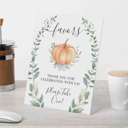 Fall Pumpkin Greenery Gold Favoriten Bitte nimm di Sockelschild (In SItu)