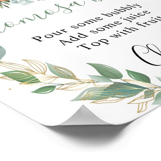 Fall Pumpkin Greenery Gold Foliage Momosa Bar Sign Poster (Ecke)