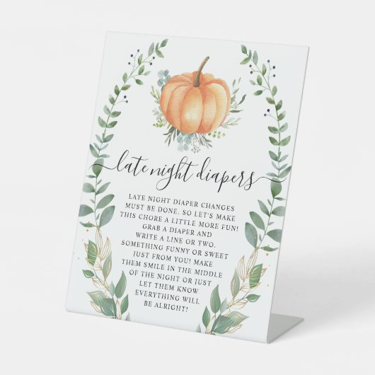 Fall Pumpkin Greenery Gold Spate Night Diapers Sockelschild (Vorderseite)