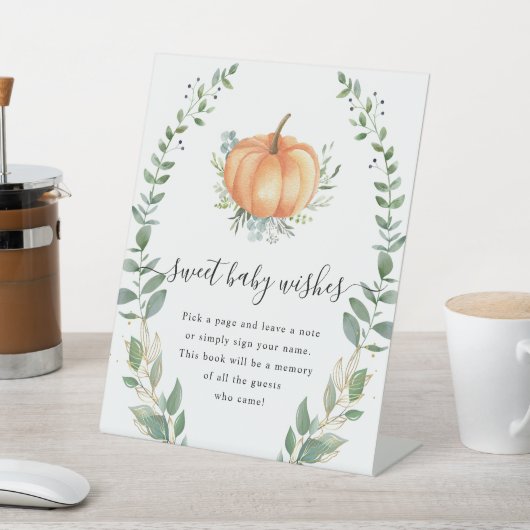 Fall Pumpkin Greenery Gold Sweet Baby Wishings Sockelschild (In SItu)