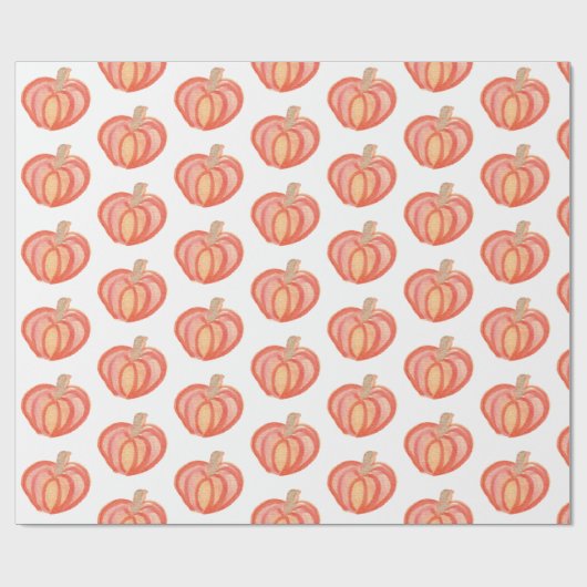 Fall Pumpkin Hand gestrichen Orange Geschenkpapier (Flach)