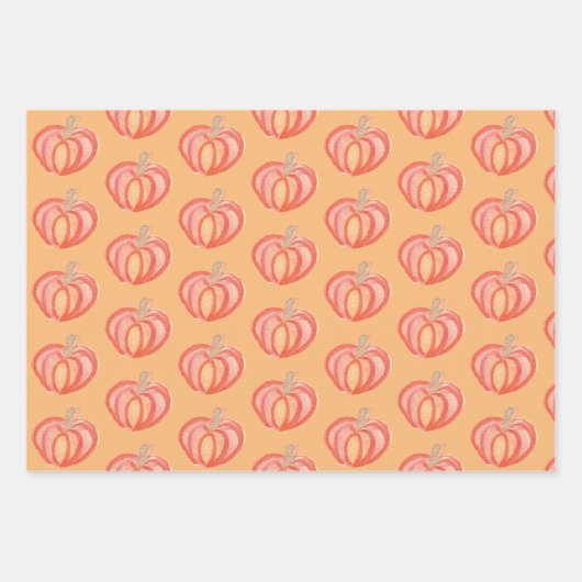 Fall Pumpkin Hand gestrichen Orange Geschenkpapier Set (Vorderseite 3)