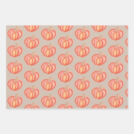 Fall Pumpkin Hand gestrichen Orange Geschenkpapier Set (Vorderseite 2)