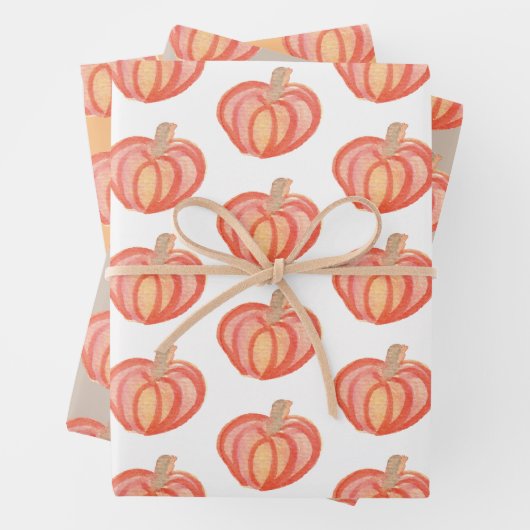 Fall Pumpkin Hand gestrichen Orange Geschenkpapier Set (Beispiel)