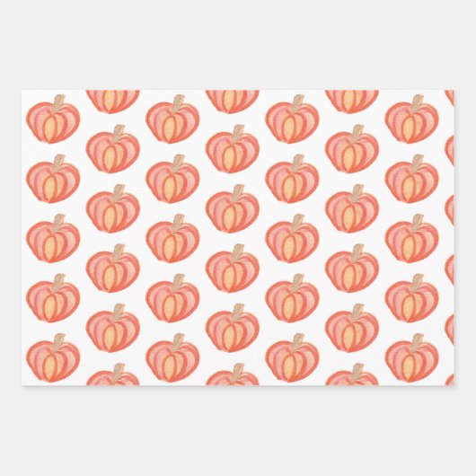 Fall Pumpkin Hand gestrichen Orange Geschenkpapier Set (Vorderseite)