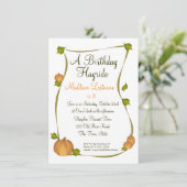 Fall Pumpkin Harvest Geburtstag Einladung (Stehend Vorderseite)