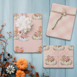 Fall Pumpkin Harvest Pink Erntedank anpassen Geschenkpapier Set