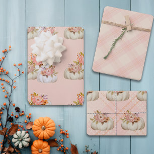Fall Pumpkin Harvest Pink Erntedank anpassen Geschenkpapier Set