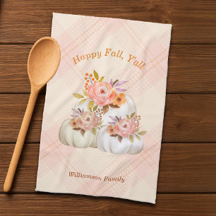 Fall Pumpkin Harvest Pink Erntedank anpassen Geschirrtuch