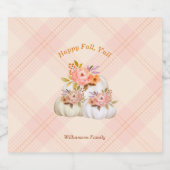 Fall Pumpkin Harvest Pink Erntedank anpassen Schaumweinetikett (Einzelnes Label)