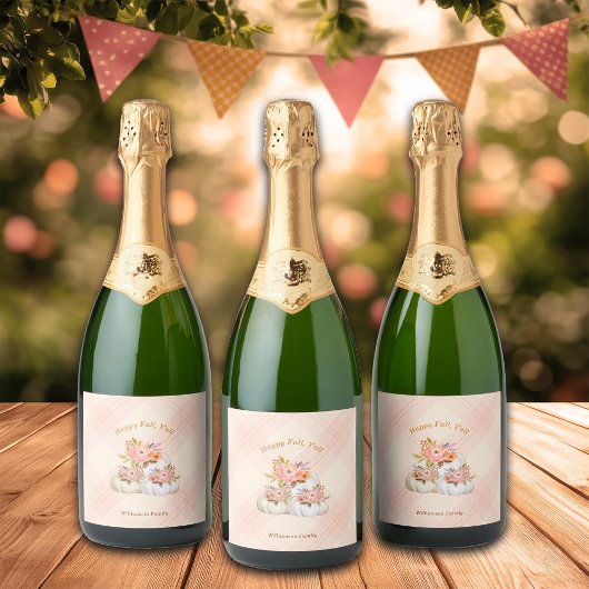 Fall Pumpkin Harvest Pink Erntedank anpassen Schaumweinetikett