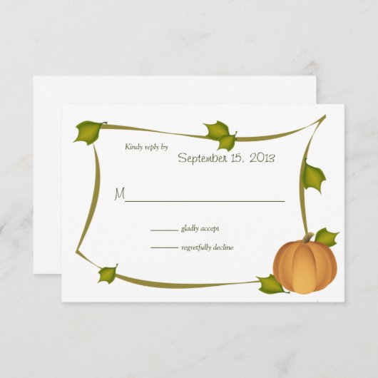 Fall Pumpkin Harvest Response Card RSVP Karte (Vorne/Hinten)