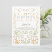 Fall Pumpkin Harvest Scarecrow Baby Dusche Einladung (Stehend Vorderseite)