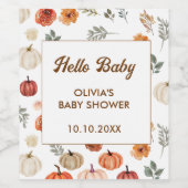 Fall Pumpkin Hello Baby Dusche Weinetikett (Einzelnes Label)